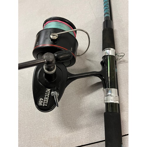 434 - Mitchell 486 fishing reel and Fuko East Anglian spinning Rod 7'