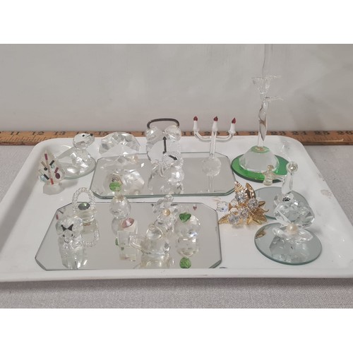 466 - Collection of crystal figures and ornament.