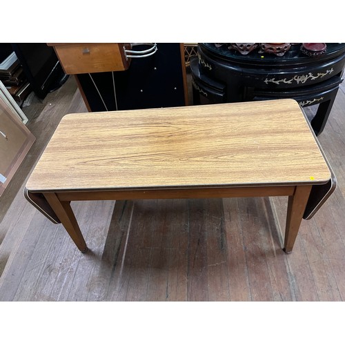 67 - mid century teak formica top coffee table with two end leafs