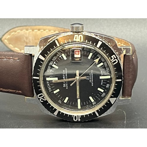 83 - Gents vintage super waterproof sea watch with 23 jewels working.