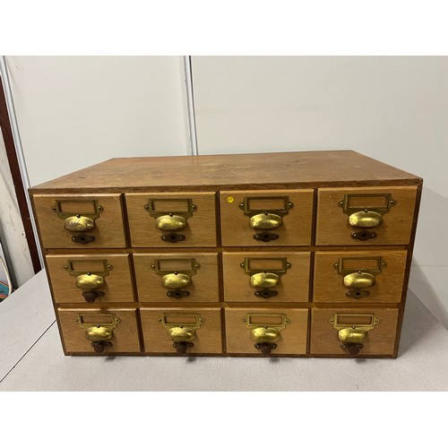 6 - Vintage 12 drawer oak index cabinet. 
26