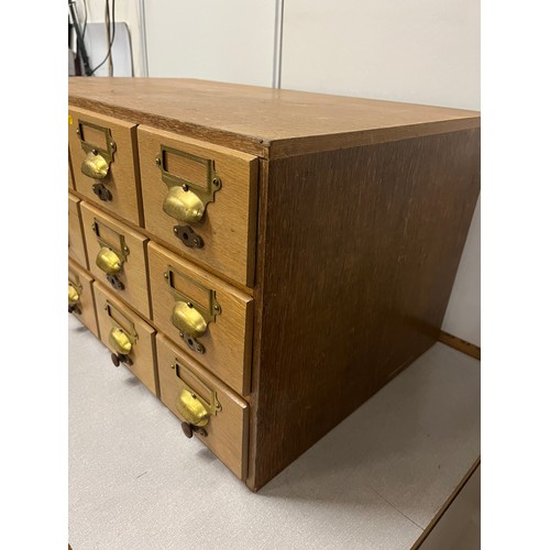 6 - Vintage 12 drawer oak index cabinet. 
26