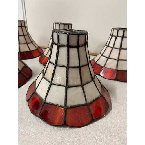 7 - 5 Vintage Tiffany style leaded glass shades
7