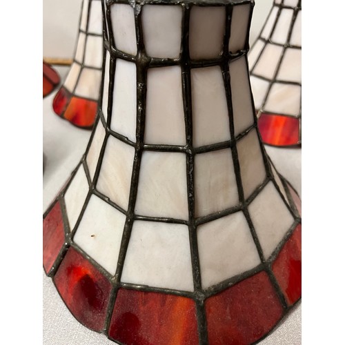 7 - 5 Vintage Tiffany style leaded glass shades
7