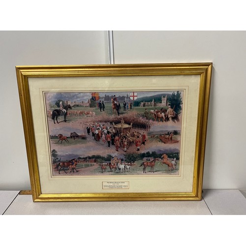 13 - Framed print of the Queens horses in action by Barry Linklatter
30