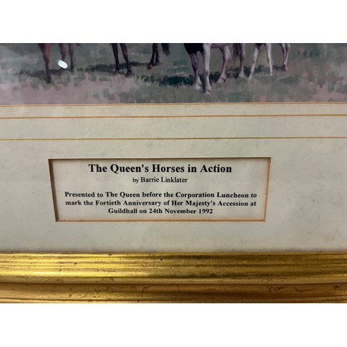 13 - Framed print of the Queens horses in action by Barry Linklatter
30