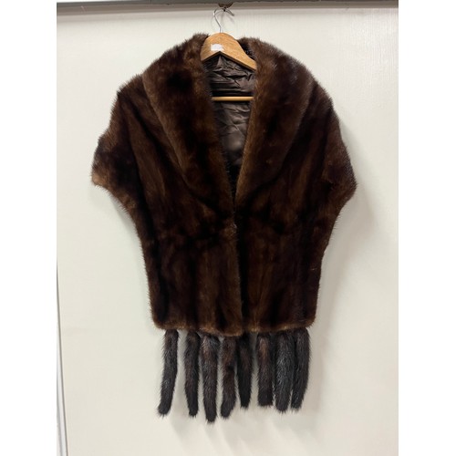 26 - Vintage fur stole with hook & eye fastener.