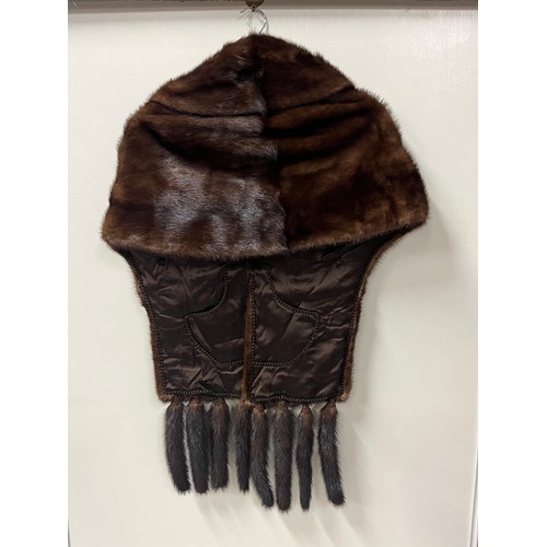 26 - Vintage fur stole with hook & eye fastener.