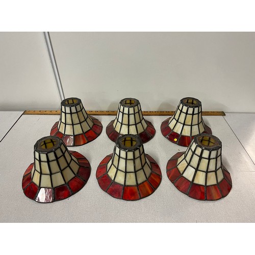 50 - 6 Vintage Tiffany style leaded glass shades
6