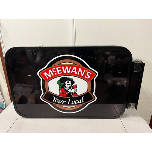 100 - Large vintage McEwan's your local pub advertising wall light working.