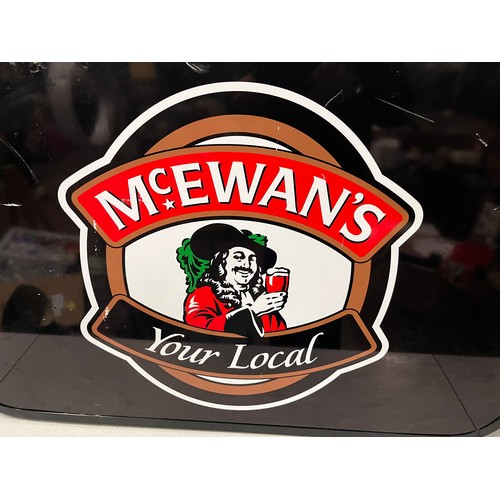 100 - Large vintage McEwan's your local pub advertising wall light working.