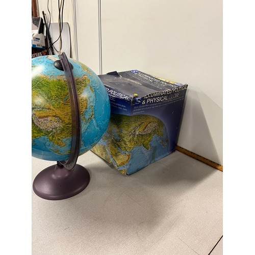 317 - Illuminated globe with box. 25cm h