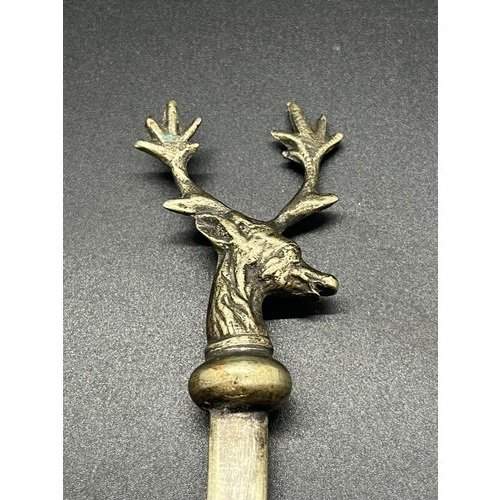 106 - Bronze/brass stag head meat skewer