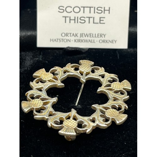 43 - Ortak sterling silver Scottish thistle brooch in box.