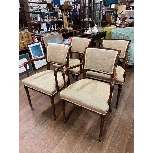 182 - 4 upholstered mahogany carver chairs.