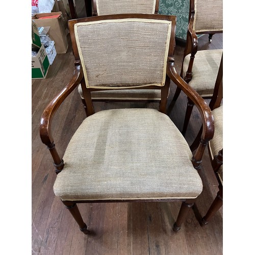 182 - 4 upholstered mahogany carver chairs.