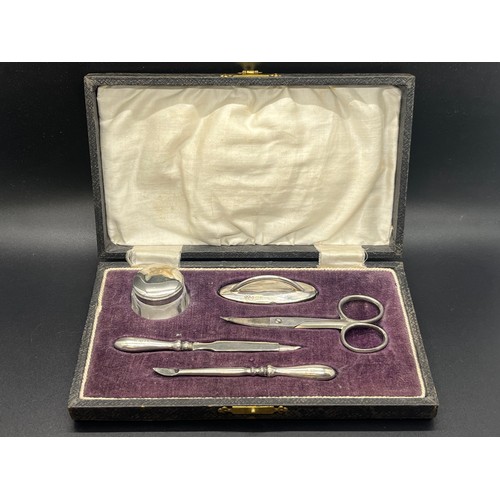 46 - Vintage boxed hallmarked silver manicure set (scissors stainless steel)