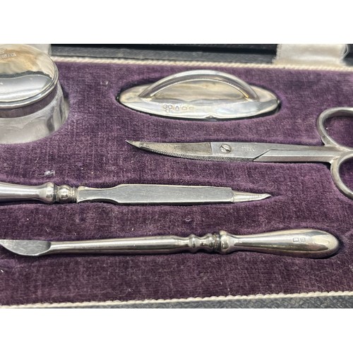 46 - Vintage boxed hallmarked silver manicure set (scissors stainless steel)