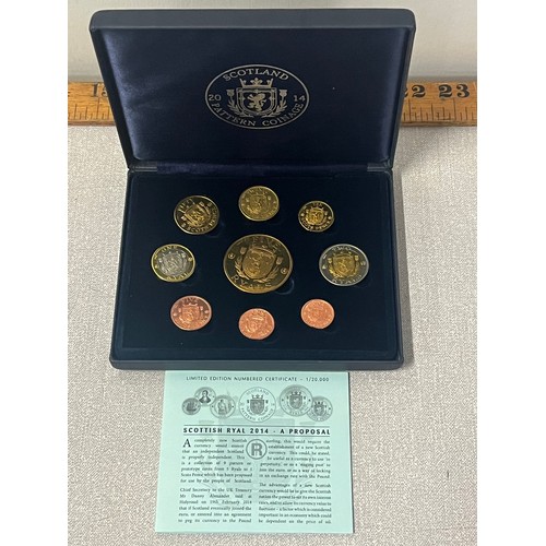 69 - Boxed limited edition 1/20,000 Scottish Ryal a proposal 2014 coinage in presentation box (a proposal... 