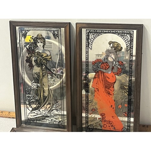 79 - 1970's Alfonse Mucha art nouveau 4 season mirror set. 
13