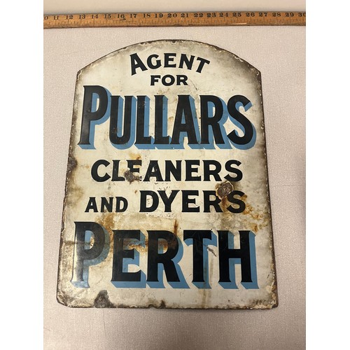 81 - Antique metal & enamel advertising sign for Pullars of Perth. 
19