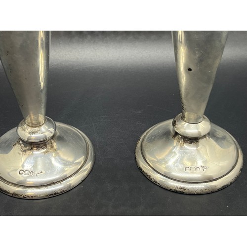 87 - Pair of hallmarked silver trumpet vases
6