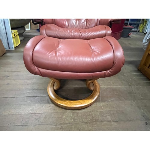 89 - Vintage Ekorness arm chair with swivel table & footstool.