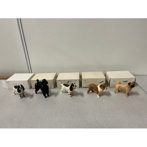 94 - 5 boxed vintage beswick dogs