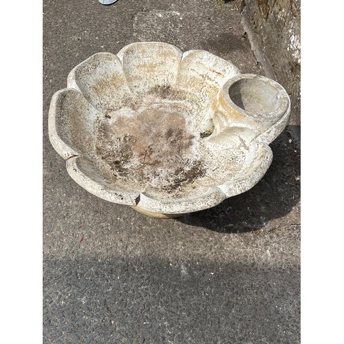 148 - large heavy concrete/stone 2 piece garden bird bath/fountain 36 x 20 inches