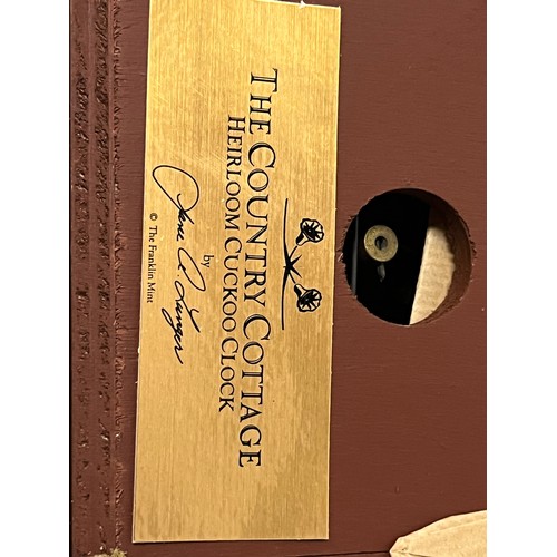 296 - The country cottage heirloom jane lunger cuckoo clock by franklin mint new in box