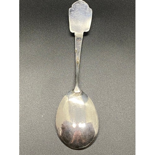 35 - Hallmarked silver spoon with turquoise stone along with hallmarked silver fork.