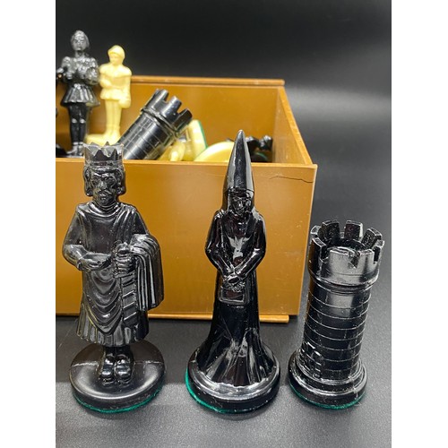 56 - King Arthur/Camelot chess set complete. tallest oiece 3.5 inches