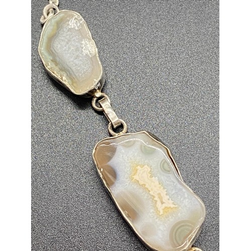 65 - Large silver and agate necklace.