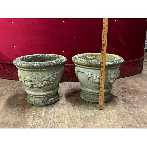 70 - a pair of vintage stone planters 12inches tall