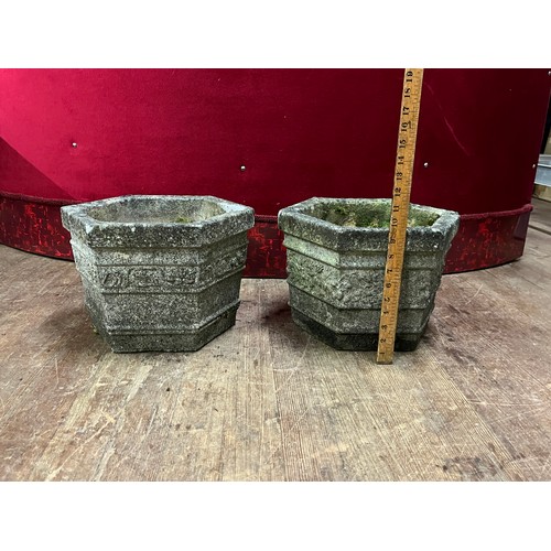 71 - A pair of vintage stone planters 10 inches tall