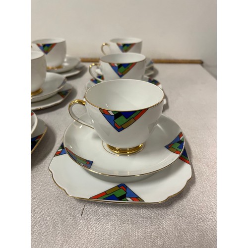 28 - 36 Piece Czechoslovakian Art Deco/Geometric Victoria China tea set