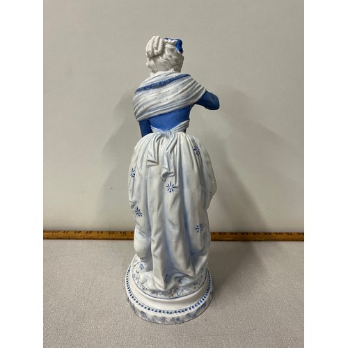 63 - Large Victorian bisque figurine of lady lifting skirt looking at flower, possibly Dresden?
15