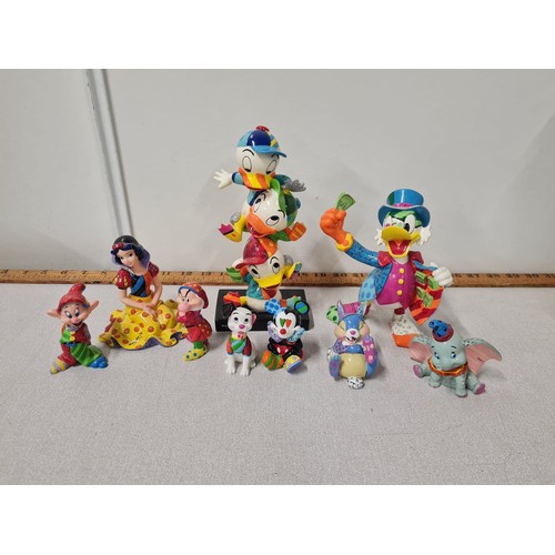 150A - 9 Disney pop art Britto by Romero Britto figurines to include Scrooge McDuck, Huey, Dewey & Louis & ... 