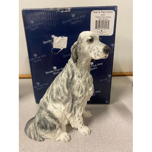 202 - 4 boxed Border Fine Arts - 2 x Corgi's, Scottie sitting and English Setter sitting.