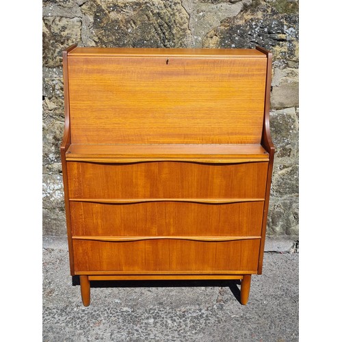 220 - Retro Teak 1960s Sutcliffe of Todmorden Bureau Writing Desk no key