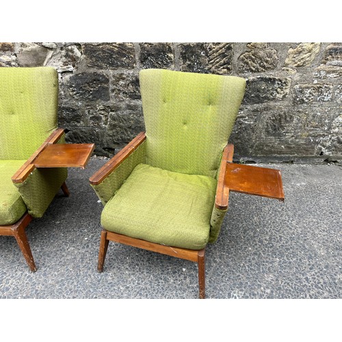 253 - Antique 3 piece sofa set with retractable arm rests, needs attention made by the restable chair comp... 