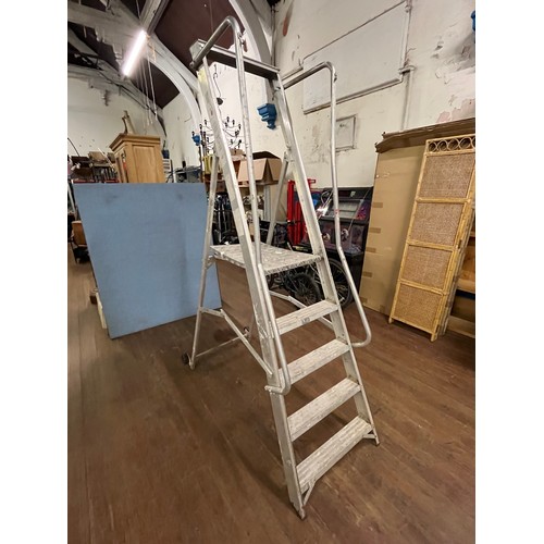 384 - Large set of aluminium decorators ladders.