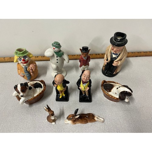 140 - 10 Royal Doulton figurines to include rare The Snowman 'walking in the air' etc.