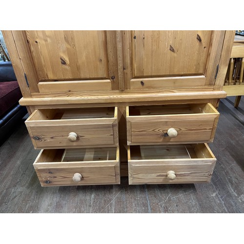 213 - Solid pine 2 door 4 drawer wardrobe (comes in 3 parts)
84