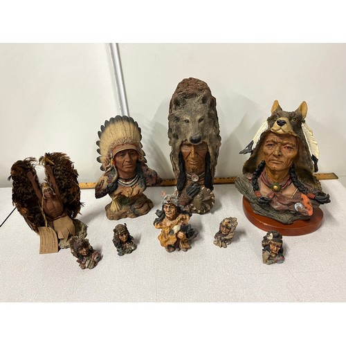 281 - 4 large & 5 small Native American figures.