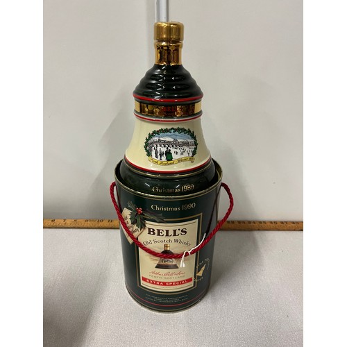 71 - Bells Scotch whisky Christmas 1989 decanter & tin full & sealed.
