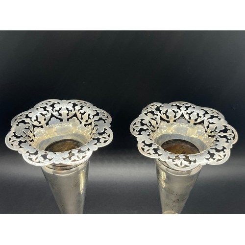 100 - Pair of hallmarked silver trumpet vases
6