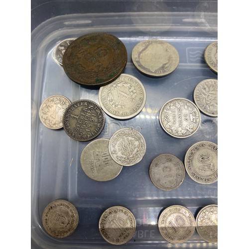 93 - Collection of old coins to include 1875 Indian Head Penny, 1805 silver bank token 10 pence Irish and... 