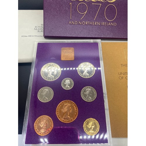 135 - 4 x 1970 Royal Mint Coinage of Great Britain and Northern Ireland proof sets.