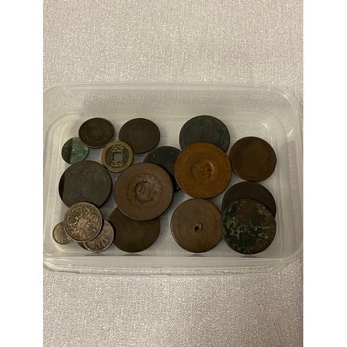 138 - Collection of old coins to include Brazilian Pedro coin & 1861 Bronze Nova Scotia one cent.